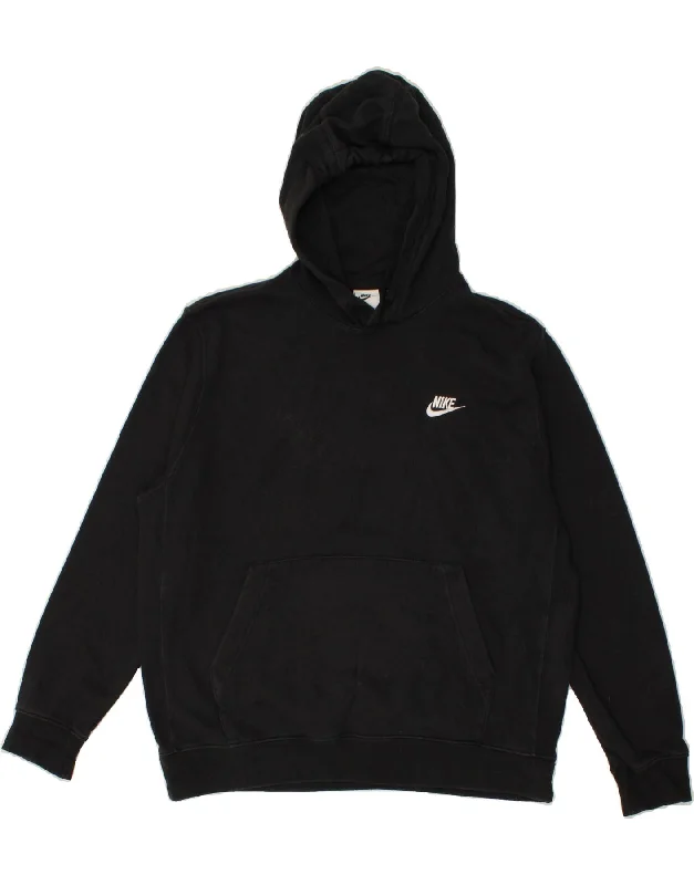 NIKE Mens Hoodie Jumper Large Black Cotton Hoodie with Logo Branding Identity