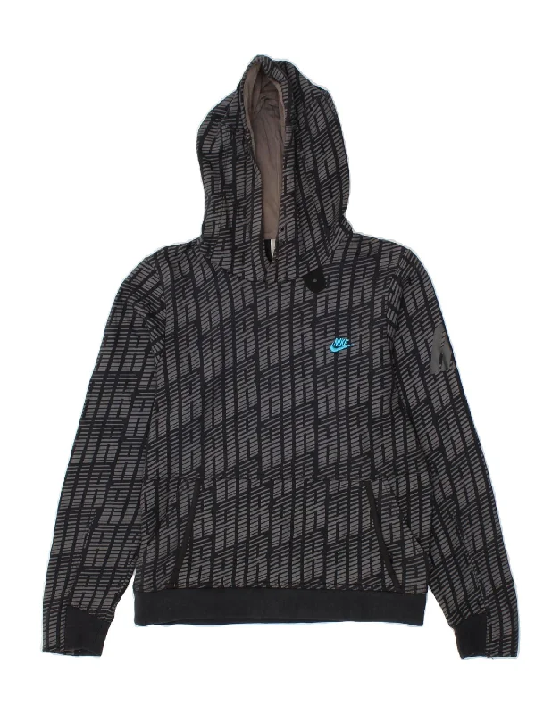 NIKE Mens Hoodie Jumper UK 36/38 Small Grey Striped Cotton Hoodie with Ribbed Hem Stretchable Secure NIKE Mens Hoodie Jumper UK 36/38 Small Grey Striped Cotton Hoodie with Ribbed Hem Stretchable Secure