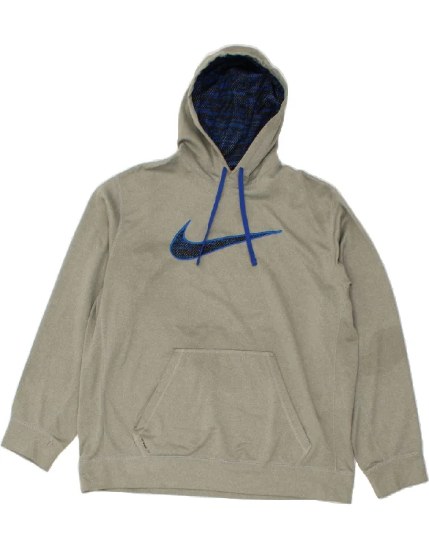 NIKE Mens Therma-Fit Graphic Hoodie Jumper 2XL Grey Polyester Hoodie with Button Placket Classic Preppy NIKE Mens Therma-Fit Graphic Hoodie Jumper 2XL Grey Polyester Hoodie with Button Placket Classic Preppy