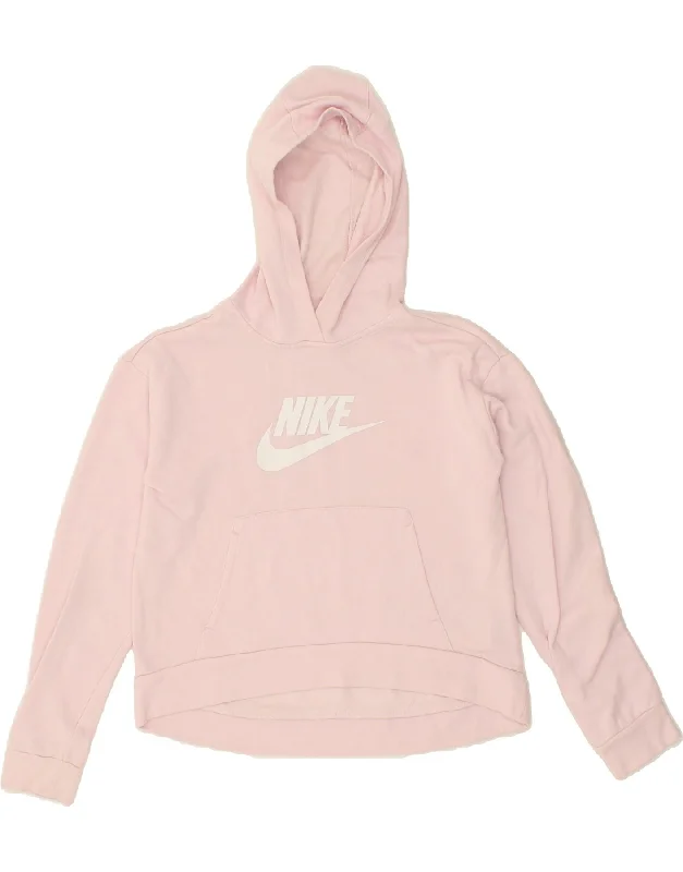 NIKE Womens Graphic Hoodie Jumper UK 18 XL Pink Cotton