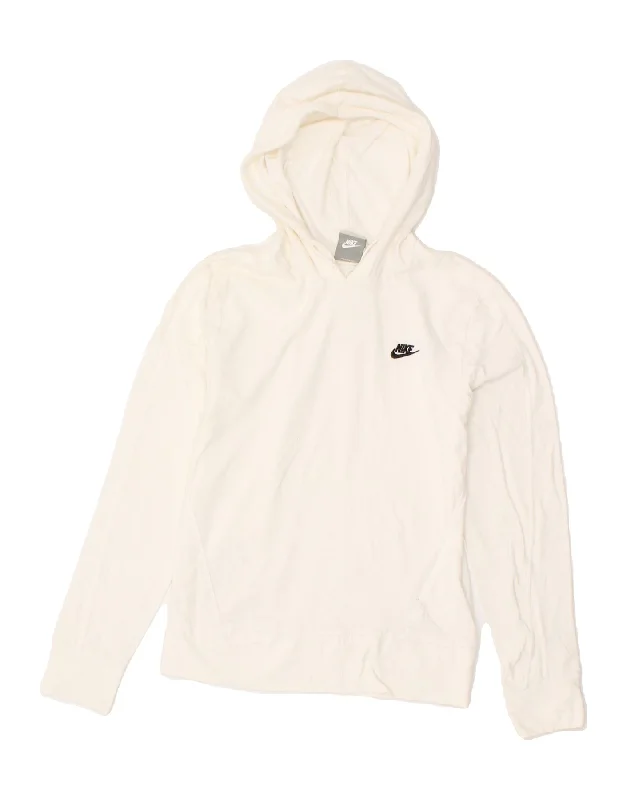 NIKE Womens Hoodie Jumper UK 14/16 Large White Hoodie with Rolled Sleeves Casual Relaxed NIKE Womens Hoodie Jumper UK 14/16 Large White Hoodie with Rolled Sleeves Casual Relaxed