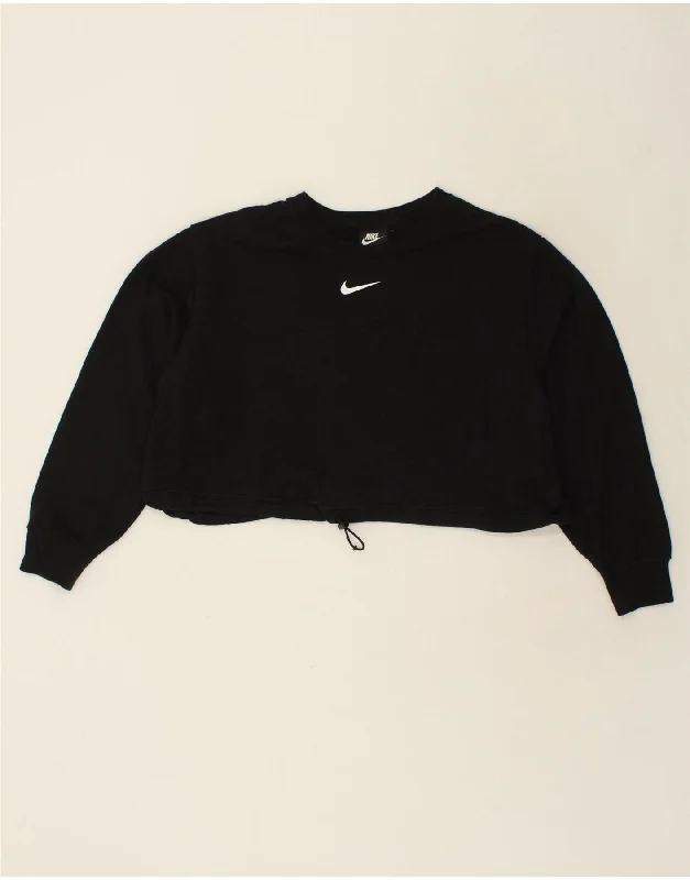 NIKE Womens Oversized Crop Graphic Sweatshirt Jumper UK 20 2XL Black