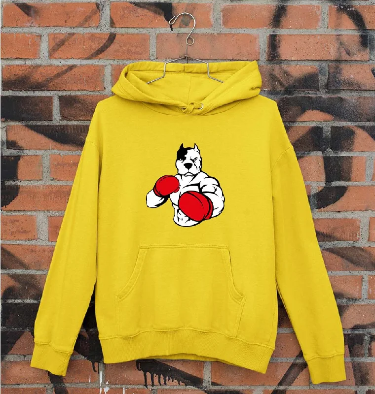 Pitbull Boxing Unisex Hoodie for Men/Women Hoodie with Hem Raw Edge Edgy Unfinished