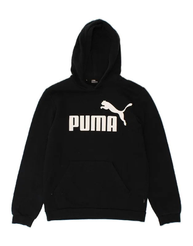 PUMA Boys Graphic Hoodie Jumper 15-16 Years Black Cotton