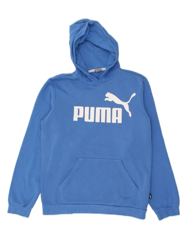 PUMA Boys Graphic Hoodie Jumper 15-16 Years Blue Cotton