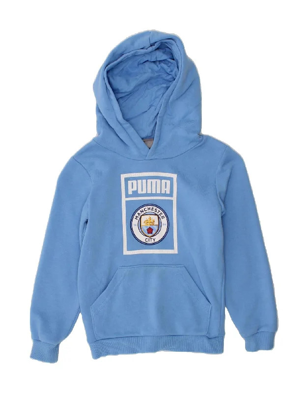 PUMA Boys Graphic Hoodie Jumper 4-5 Years Blue Cotton