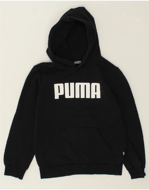 PUMA Boys Graphic Hoodie Jumper 9-10 Years Black Cotton Hoodie with Back Slit Movement Comfort PUMA Boys Graphic Hoodie Jumper 9-10 Years Black Cotton Hoodie with Back Slit Movement Comfort