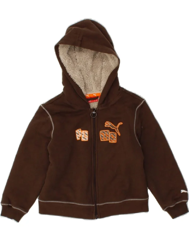 PUMA Boys Graphic Zip Hoodie Sweater 3-4 Years Brown Cotton Hoodie with Hem Ribbing Snug Secure PUMA Boys Graphic Zip Hoodie Sweater 3-4 Years Brown Cotton Hoodie with Hem Ribbing Snug Secure