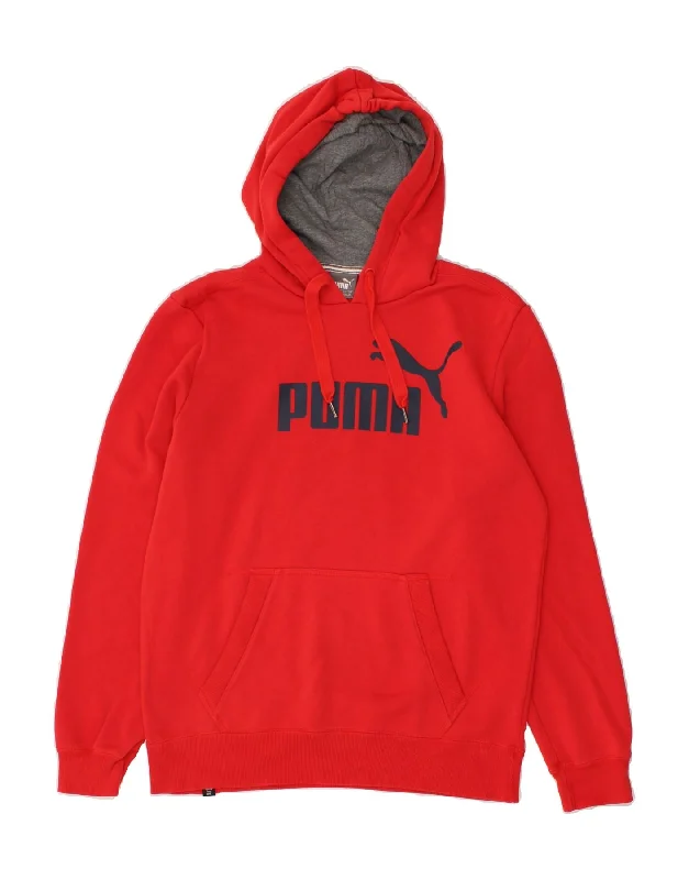 PUMA Mens Graphic Hoodie Jumper Medium Red Cotton Hoodie with Fur Luxurious Winter