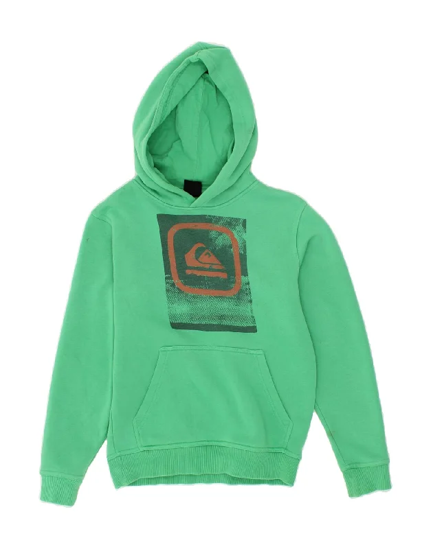 QUIKSILVER Boys Graphic Hoodie Jumper 11-12 Years Green Cotton Hoodie with Slit Hem Functional Movement QUIKSILVER Boys Graphic Hoodie Jumper 11-12 Years Green Cotton Hoodie with Slit Hem Functional Movement