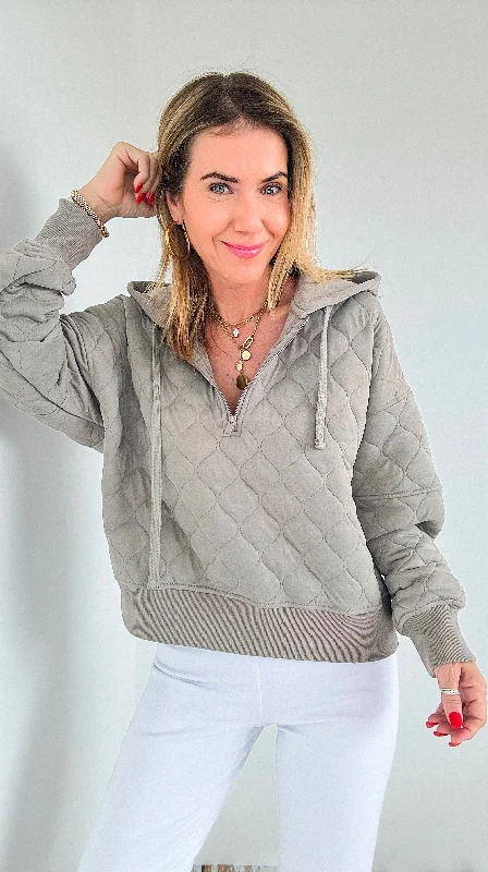 Quilted Hoodie Jacket- Taupe Faux Fur Jacket Real Fur Jacket Shearling Jacket