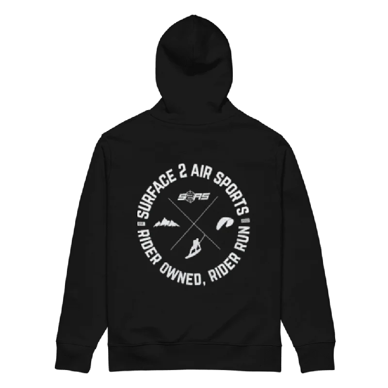 S2AS Team Hoodie (Black) Hoodie with Ribbed Neckline Snug Warm