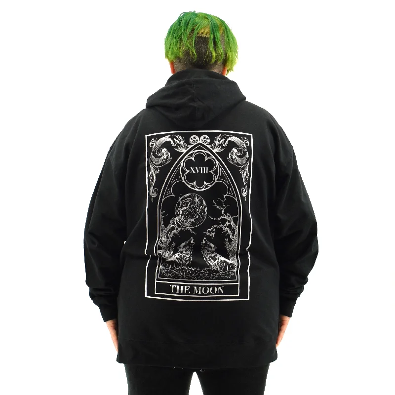 The Moon Tarot Zip Hoodie THE PRETTY CULT Hoodie with Metallic Shiny Futuristic
