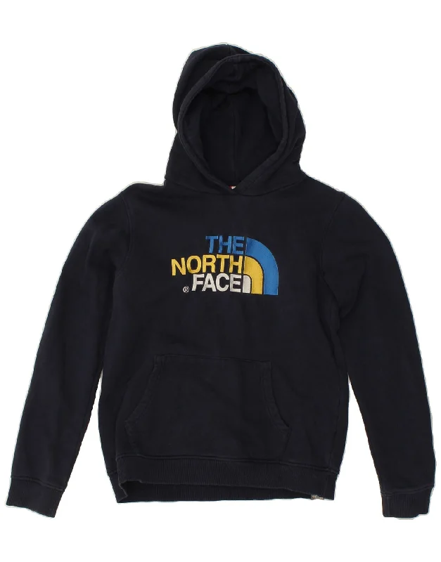 THE NORTH FACE Boys Graphic Hoodie Jumper 15-16 Years XL Navy Blue Cotton