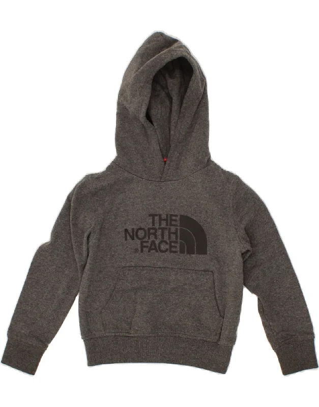 THE NORTH FACE Boys Graphic Hoodie Jumper 5-6 Years XS Grey Cotton Hoodie with Ribbed Hem Stretchable Secure