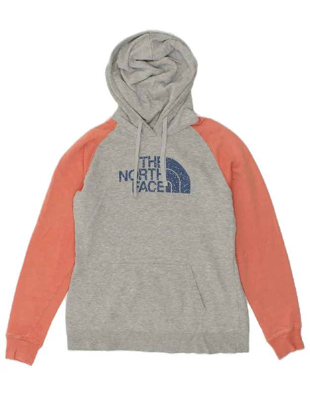 THE NORTH FACE Womens Graphic Hoodie Jumper UK 14 Medium Grey Colourblock