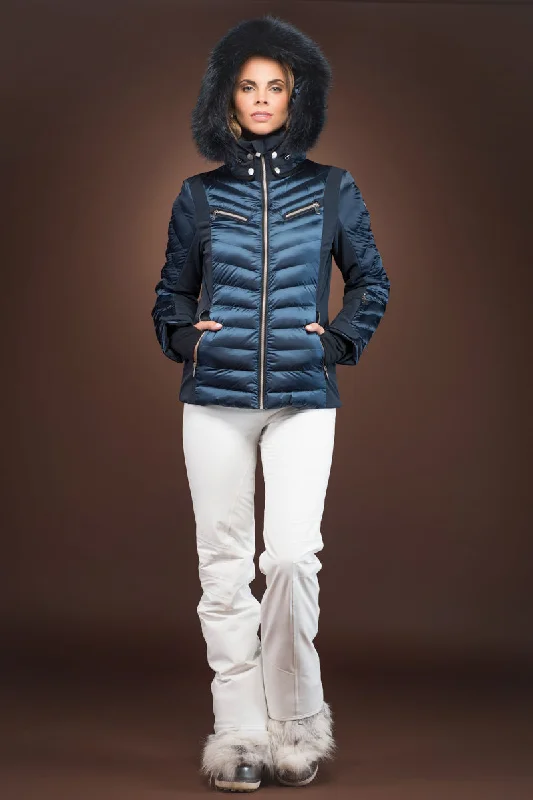 Edie Splendid Ski Jacket - Fur Hood Trim Denim Jacket Leather Jacket Suede Jacket
