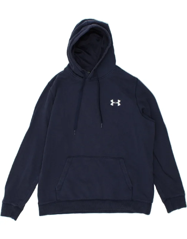 UNDER ARMOUR Mens Cold Gear Hoodie Jumper XL Navy Blue Cotton