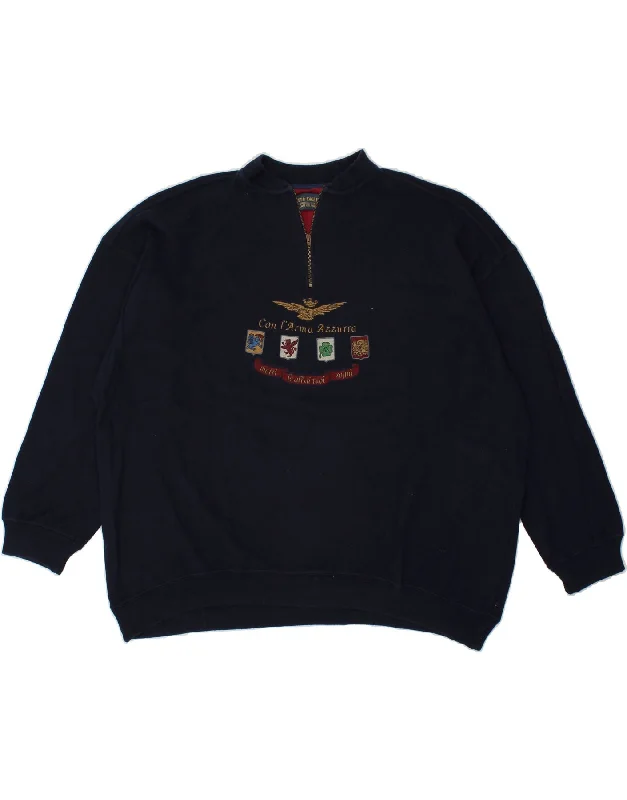 VINTAGE Mens Graphic Sweatshirt Jumper 2XL Navy Blue Cotton Hoodie with Print Artistic Unique VINTAGE Mens Graphic Sweatshirt Jumper 2XL Navy Blue Cotton Hoodie with Print Artistic Unique