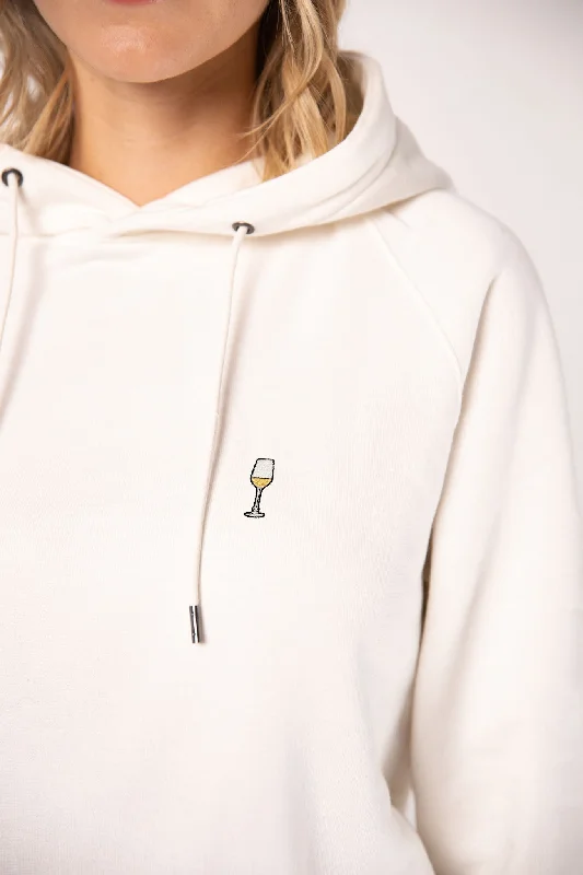 Weißwein | Bestickter Bio-Baumwoll Frauen Hoodie