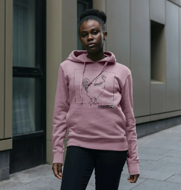 Women's Chicken Hoodie Hoodie with Emblem Brand Identity