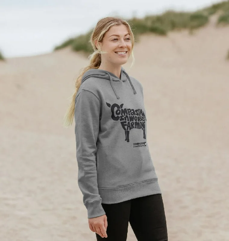 Women's Compassion Cow Hoodie Hoodie with Drop Shoulder Relaxed Streetwear