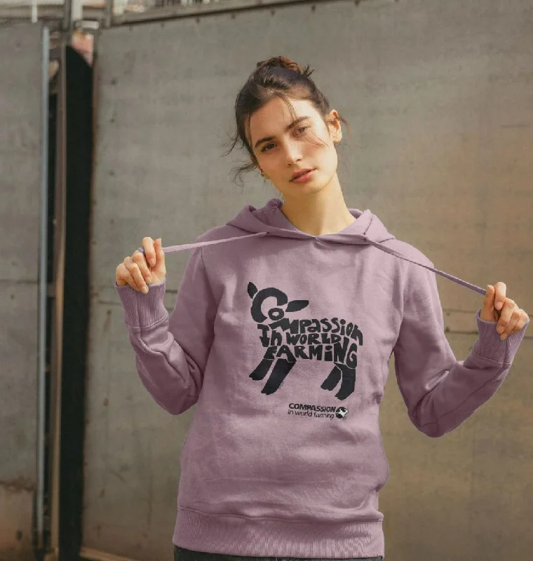 Women's Compassion Lamb Hoodie Hoodie with Raw Hem Edgy Unfinished
