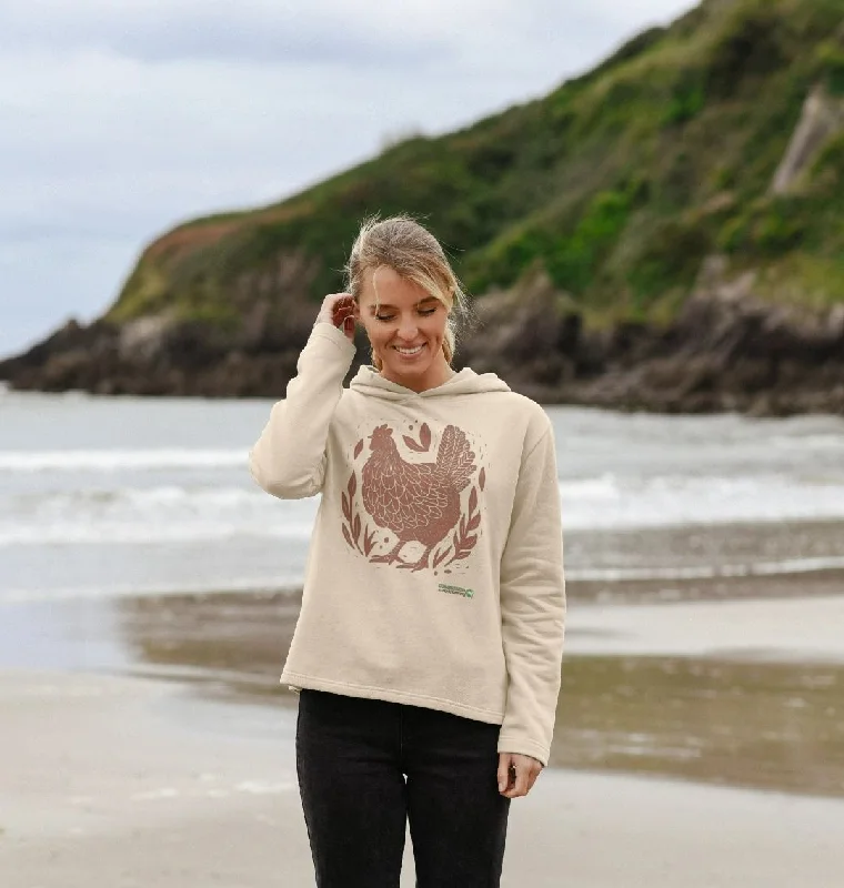 Women's Happy Hens Only Relaxed Fit Hoodie Hoodie with High Neck Warm Protective