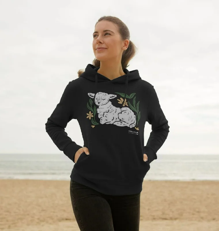 Women's Lamb Hoodie Hoodie with Camouflage Military Edgy
