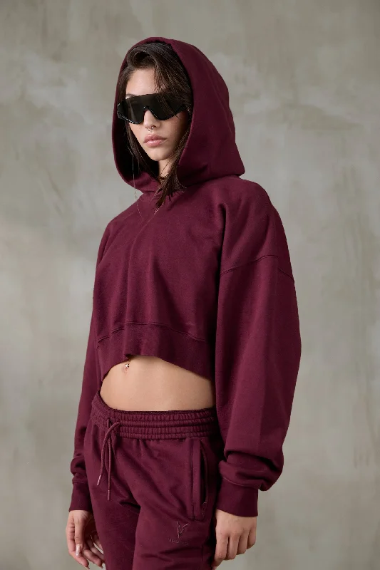 V_LYFE420 BOXY HOODIE - Burgundy