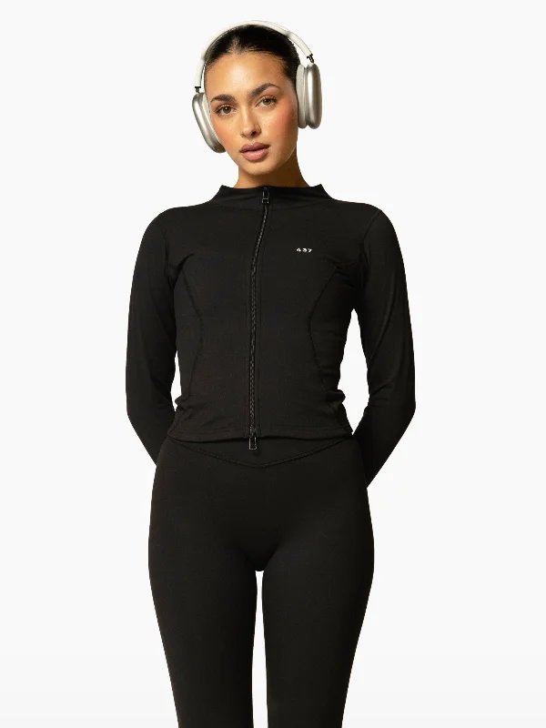 The Curve Jacket / Black Stand-Up Collar Roll-Neck Collar Turtle Neck
