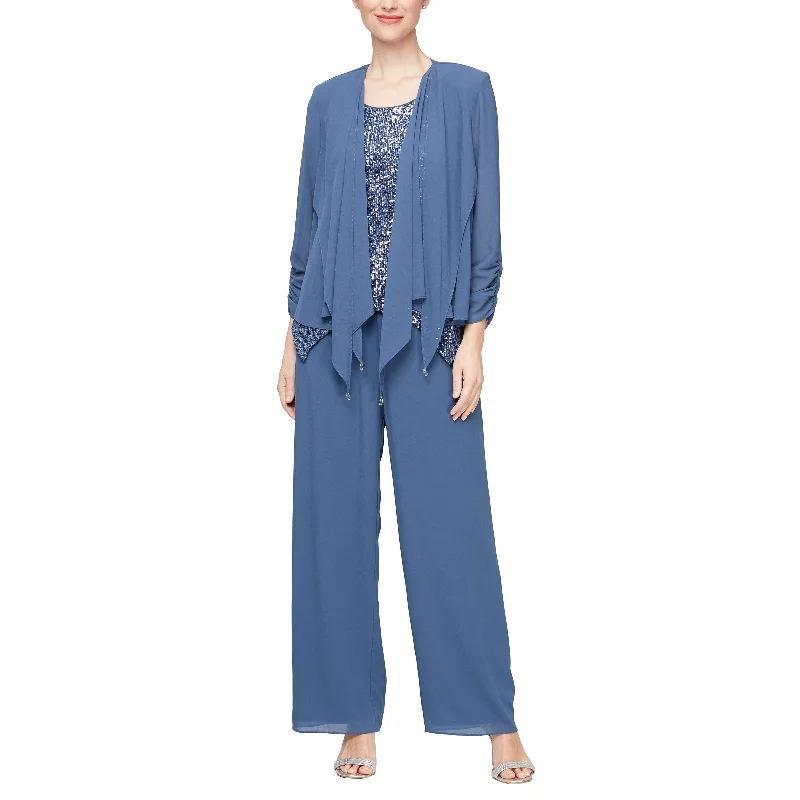 Alex Evenings 8192011 Formal Mother of the Bride Jacket Pant Suit A-Line Jacket Boat Neck Shawl Collar