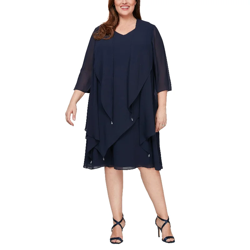 Alex Evenings 8492010 Short Sleeveless Plus Size Jacket Dress Snapped Jacket Toggled Jacket Drawstring Jacket Alex Evenings 8492010 Short Sleeveless Plus Size Jacket Dress Snapped Jacket Toggled Jacket Drawstring Jacket