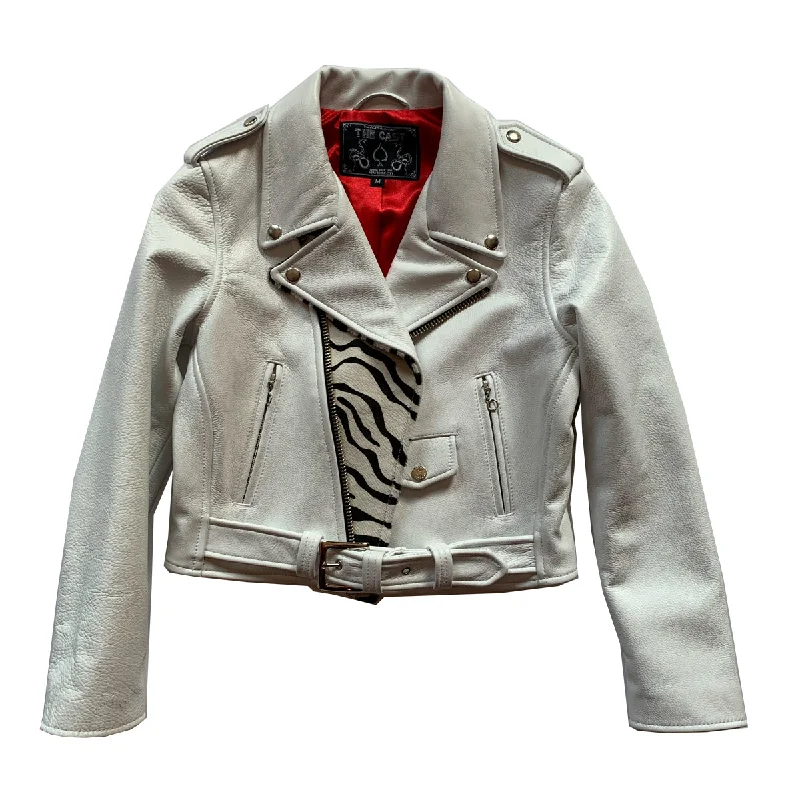 CROPPED BOWERY JACKET (WHITE w/ZEBRA HAIR ON HIDE)