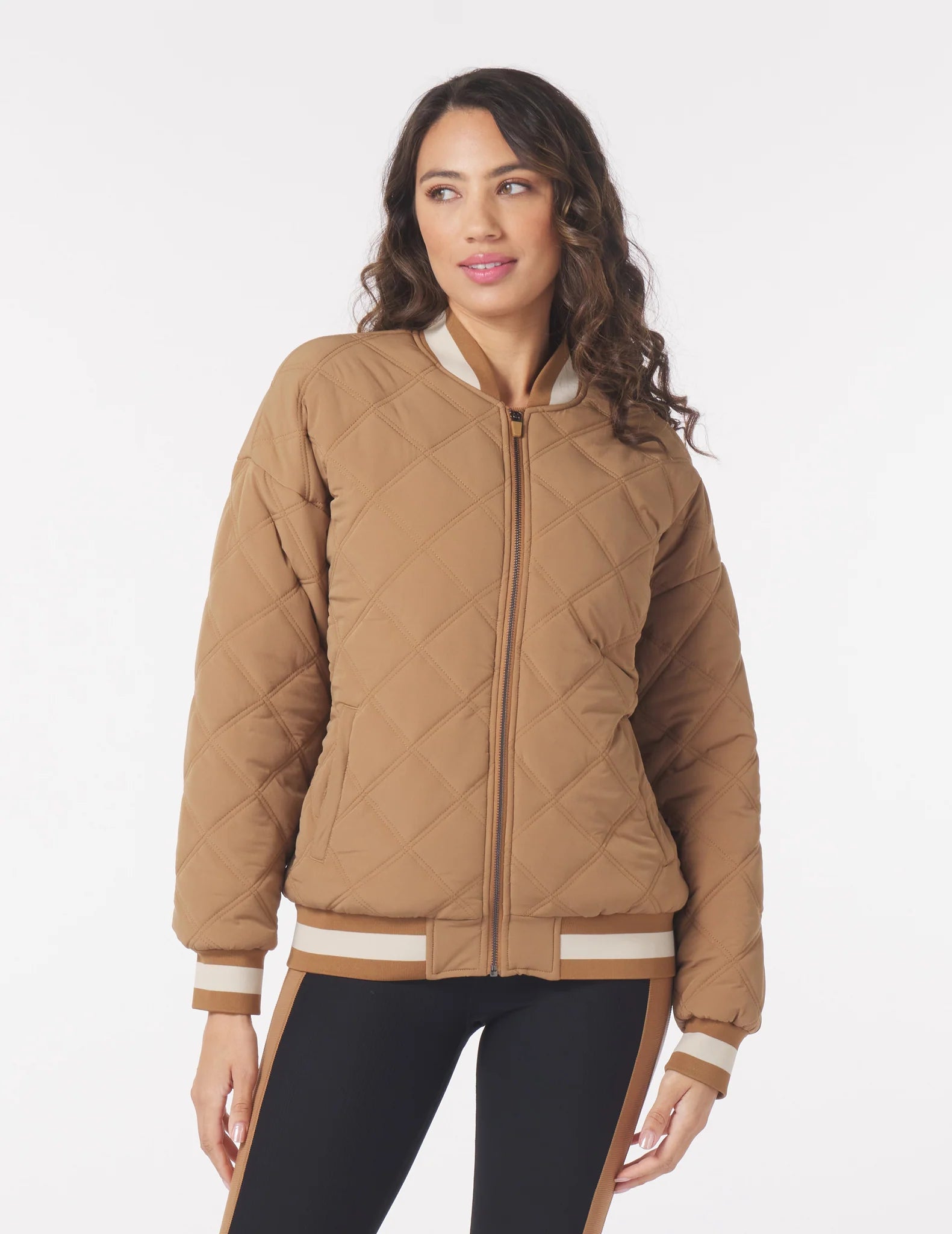 Glyder: Varsity Jacket in Almond/Oatmilk Toggled Jacket Drawstring Jacket Belted Jacket Glyder: Varsity Jacket in Almond/Oatmilk Toggled Jacket Drawstring Jacket Belted Jacket
