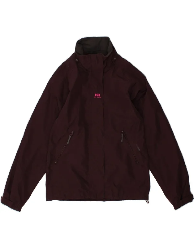 HELLY HANSEN Womens Rain Jacket UK 14 Medium Burgundy Polyester