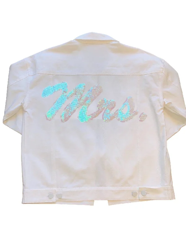Iridescent Mrs. Denim Jacket Quilted Jacket Puffer Jacket Insulated Jacket