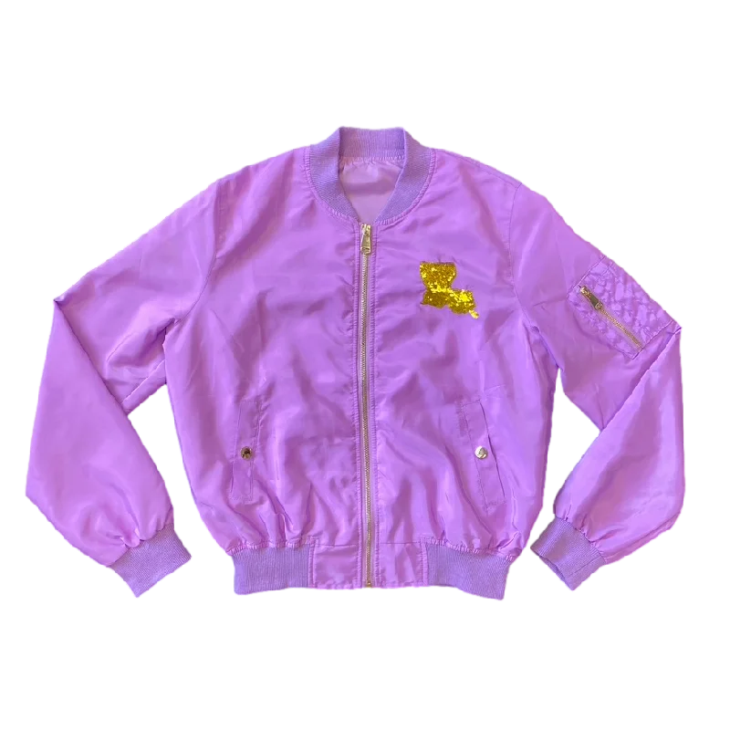 Lavender Louisiana Bomber Jacket Belted Jacket Elasticated Jacket Padded Jacket