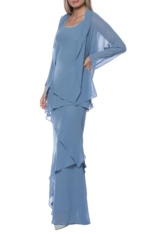 Marina Tiered Solid Chiffon Dress with Matching Jacket Set Belted Jacket Elasticated Jacket Padded Jacket Marina Tiered Solid Chiffon Dress with Matching Jacket Set Belted Jacket Elasticated Jacket Padded Jacket