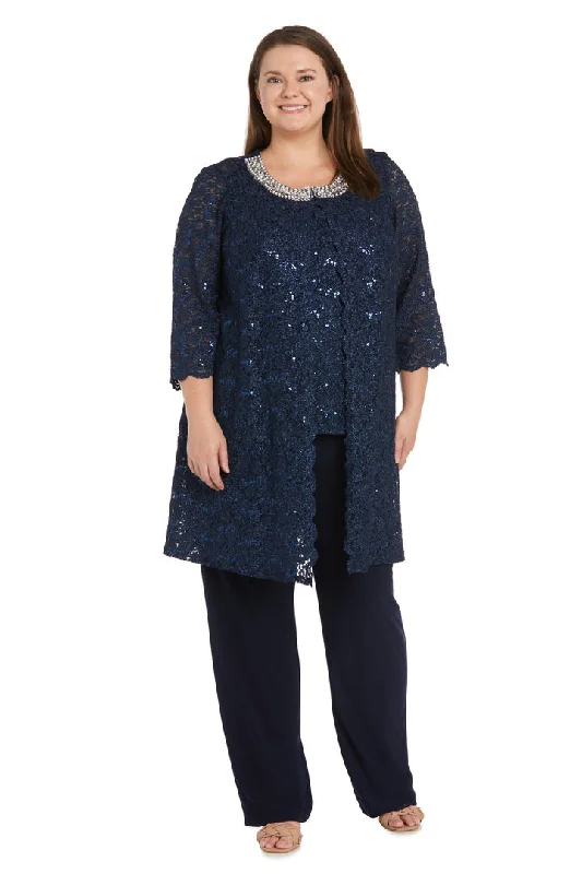 R&M Richards 1351W Plus Size Formal Jacket Pant Suit Fleece Fabric Down Fabric Feather Fabric