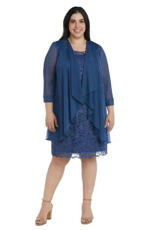 R&M Richards 9090BW Plus Size Short Jacket Dress Knit Fabric Woven Fabric Fleece Fabric