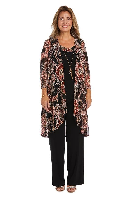 R&M Richards 9768 Formal Printed Jacket Pant Set Satin Jacket Silk Jacket Chiffon Jacket