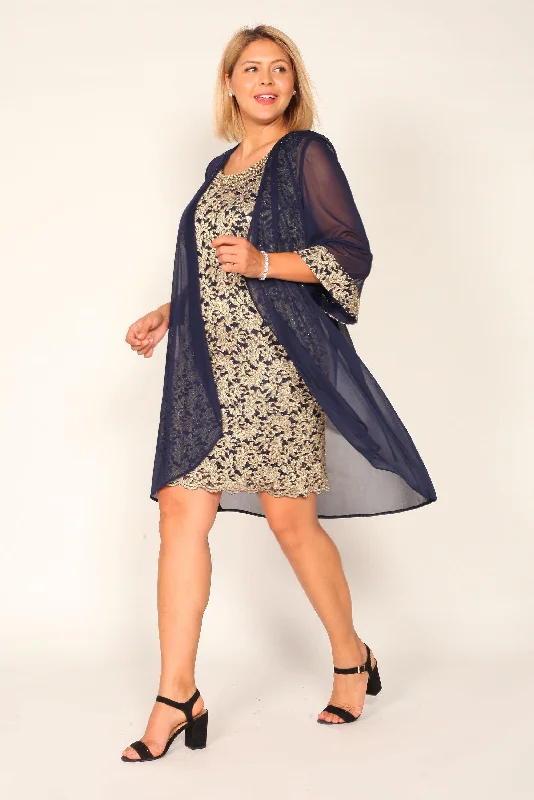 R&M Richards 7312P Short Petite Chiffon Jacket Dress Zippered Front Buttoned Front Snap Front R&M Richards 7312P Short Petite Chiffon Jacket Dress Zippered Front Buttoned Front Snap Front