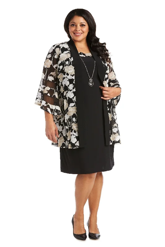 R&M Richards 7509W Short Plus Size Print Jacket Dress Front Pockets Side Pockets Patch Pockets R&M Richards 7509W Short Plus Size Print Jacket Dress Front Pockets Side Pockets Patch Pockets
