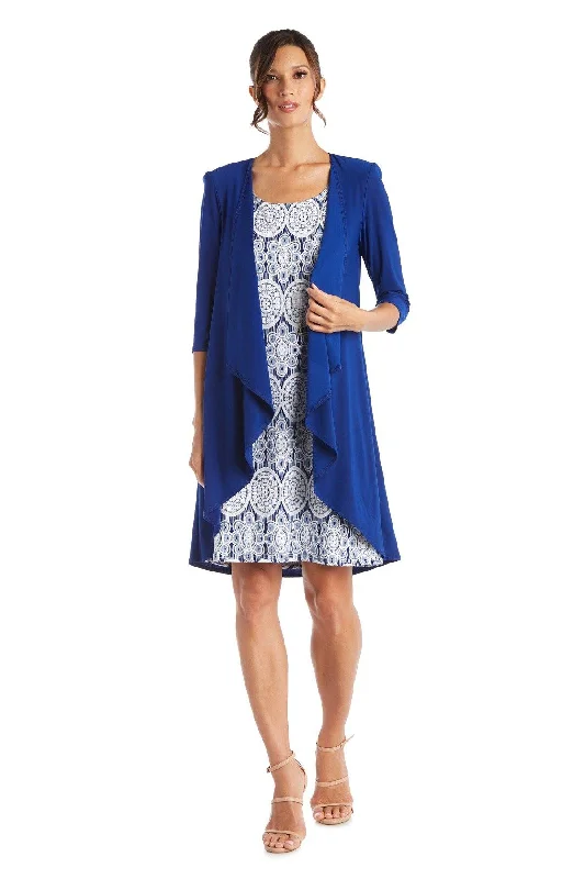 R&M Richards 3277 Short Printed Jacket Dress Welt Pockets Slit Pockets Flap Pockets R&M Richards 3277 Short Printed Jacket Dress Welt Pockets Slit Pockets Flap Pockets