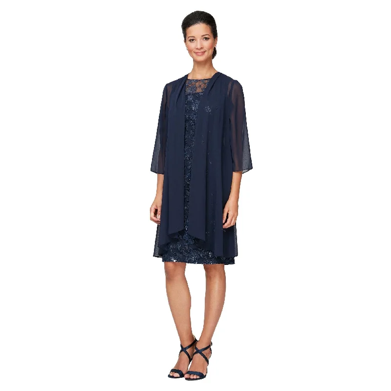 Alex Evenings AE81171013 Short Cocktail Jacket Dress Tiered Jacket Buttoned Jacket Zippered Jacket