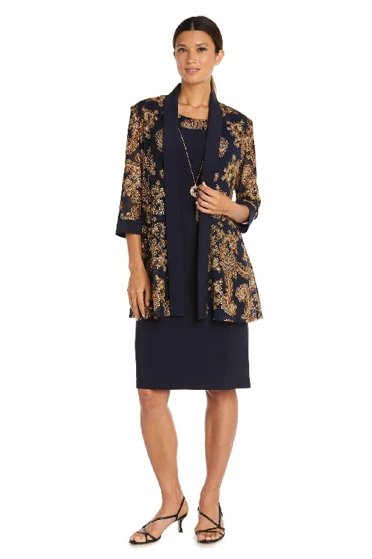 R&M Richards 9033P Two Piece Printed Jacket And Dress Set Petite Sale Corduroy Jacket Velvet Jacket Brocade Jacket