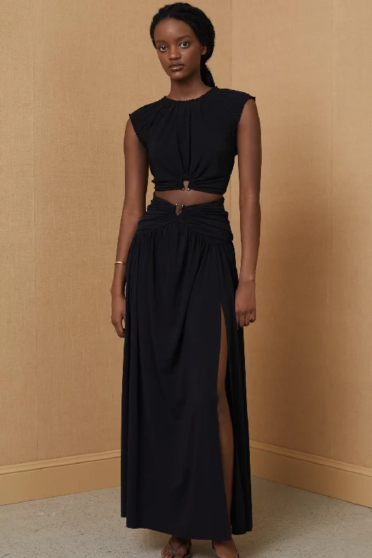 Bec & Bridge Minx Maxi Skirt - Black zip skirt side
