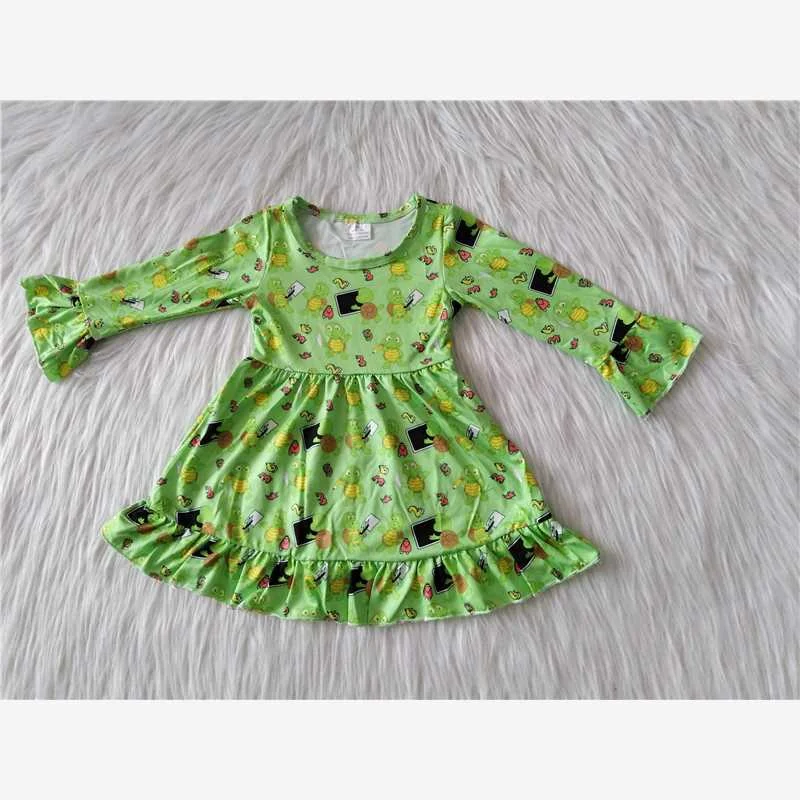 RTS NO MOQ SALES  G1-3-8 Green long-sleeved lace skirt cotton skirt soft
