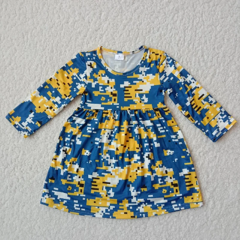 RTS NO MOQ SALES  G2-16-5]' Yellow and white plaid dark blue long-sleeved skirt leather skirt bold
